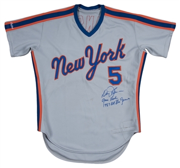 1987 Davey Johnson All Star Game Worn, Signed & Inscribed New York Mets Road Jersey (JSA)